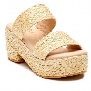Coconuts by Matisse Ocean Ave Raffia Braided Straw Chunky Block Heel Platform